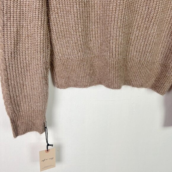 NWT Sincerely Jules Ruffle Shoulder Crewneck Sweater Oatmeal Size Small S NEW - Picture 11 of 12